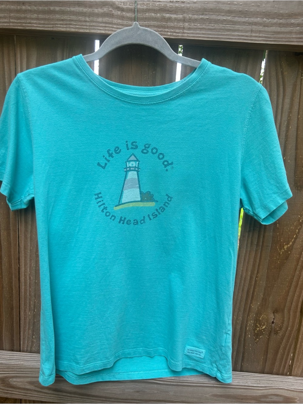 Life Is Good Teal Hilton Head Island Lighthouse Tee size small